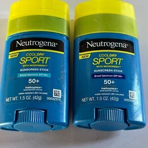 2 Neutrogena Cool Dry Sport Sunscreen Stick, SPF 50+ 1.5 oz